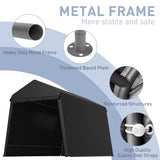 7X12 Ft Outdoor Portable Storage Shelter Shed with Rolled Up Zipper Doors & Vents, Heavy Duty Carport for Motorcycle Waterproof and Uv Resistant Anti-Snow Portable Garage Kit Tent, Black Hipicute