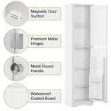 Function Home Tall Bathroom Storage Cabinet, 64" Slim Kitchen Pantry with Door Storage, Narrow Wood Freestanding Cabinets with Adjustable Shelves for Kitchen Living Room Dining Room, White Function Home