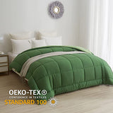BedTreat Down Alternative Comforter Twin Duvet Insert with Corner Tabs, All Season Quilted Bed Comforter Box-Stitched Twin Comforter Olive Green and Grass Green，Machine Washable Microfiber Bedding BedTreat