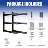 S&R PLKOP 3-Level Lumber Storage Rack, Wall Mounted Wood Organizer - 2 Pack, Black, Metal for Wood Storage & Lumber Racks S&R PLKOP