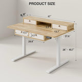 Grandder 47 Inch Electric Standing Desk with Four Drawers, Sit to Stand Up, Height Adjustable Desk with Storage Shelf for Home Office, Study, Ergonomic Adjustable Computer Desk, Oak Grandder