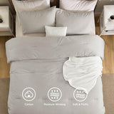 Bedsure 5 Pieces Cotton Comforter Set with Waffle Throw Blanket - Soft Breathable Bedding Set for All Seasons, Beige Queen Comforter, Pillow Shams, White 100% Cotton Blanket, Throw Pillow Bedsure