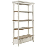 Signature Design by Ashley Realyn French Country 75" Bookcase with Drawer, Chipped White Signature Design by Ashley