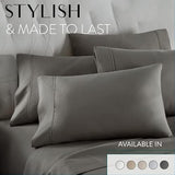 Danjor Linens Bed Sheet Set King Size for Hot Sleepers, Hotel Premium Sheets with 4 Pillowcases, Lightweight Brushed Microfiber Deep Pockets, Breathable Cooling 6 Piece Bedding Sets, Gray Danjor Linens