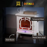 HOMCOM 18" Electric Fireplace Stove, Freestanding Fireplace Heater with Realistic LED Flame, Adjustable Temperature, Overheat Protection, 750W/1500W, White HOMCOM