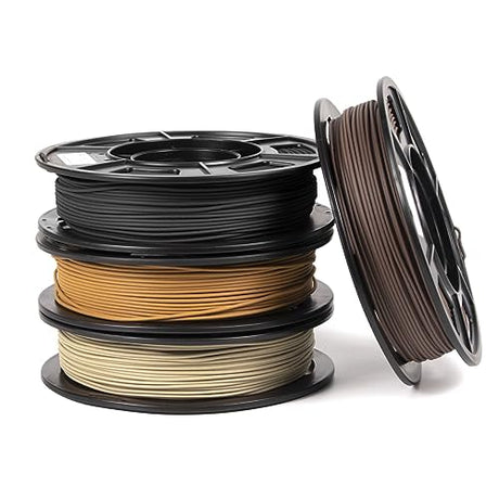iSANMATE 3D Printer Filament Bundle, Pla Filament Wood Filament, White Pine Wood, Sandal Wood, Yellow pear Wood and Ebony Wood Filament 1.75mm, 250g X 4 Pack,(20% Wood Powder+80% PLA+) iSANMATE