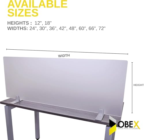 OBEX Acrylic Free Standing Screen, Divider for Desk Privacy Home & Office Partitions for Table Top Workstation, Portable Cubicle Panel for Work, 24" x 30", Frosted OBEX