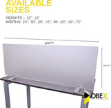 OBEX Acrylic Free Standing Screen, Divider for Desk Privacy Home & Office Partitions for Table Top Workstation, Portable Cubicle Panel for Work, 24" x 30", Frosted OBEX