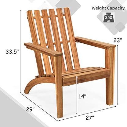 Giantex Adirondack Chair Set of 2 Acacia Wood Outdoor Chairs, 350 lbs Weight Capacity, Weather Resistant Campfire Chairs for Lawn Seating, Garden, Poolside, Balcony, Patio Adirondack Lounger - WoodArtSupply