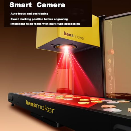 hansmaker D1 Ultra 30W Fiber & 20W Diode Dual Laser Engraver, 16MP Camera Auto Position, 0.03mm High Precision, 220x220mm Working Area, 3D Lazer Cutter Engraving Machine & Tools for Metal Wood Leather hansmaker