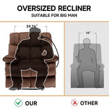 Euthymia Oversized Recliner Chair, Large Recliner Chair Chairs for Adults 400LBS, XL Biggest Manual Fabric Heavy Duty Recliner Chair, Extra Wide Recliners for Living Room, Brown