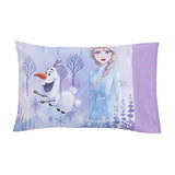 Disney Frozen 2 Lavender, Light Blue and Purple Forest Spirit 4 Piece Toddler Bed Set - Comforter, Fitted Bottom Sheet, Flat Top Sheet, Reversible Pillowcase Disney
