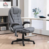 Vinsetto 6 Point Vibrating Massage Office Chair with Heat, Linen High Back Executive Office Chair with Reclining Backrest, Padded Armrests and Remote, Gray HOMCOM