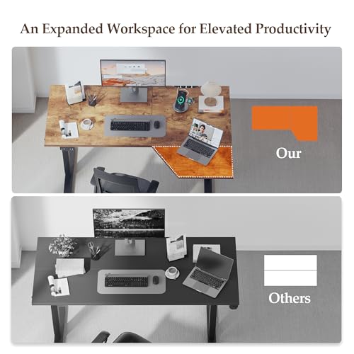 Klicelor 63 Inch L Shaped Standing Desk, Adjustable Height Corner Desk for Home Office Workstation, Sit Stand Desk with Two-Piece Desktop, Rustic Brown Klicelor