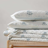 Martha Stewart - King Quilt Set, 100% Cotton Reversible Bedding Set, Incredibly Soft Feel for Year Round Comfort, 3 Piece Bed Set with Matching Pillowcases (Flower Block Print Blue) Martha Stewart