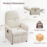 Power Recliner Chair for Adults, Electric Recliner with Curved Arms & Side Storage Pockets, Ergonomic Adjustable Reclining Chair for Living Room Bedroom, Chenille Beige