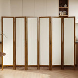 Linen Room Divider Privacy Screen, Foldable Wood Frame Partition Room Dividers with Removable Linen Fabric Curtain, Room Divider Panel, Zero Assembly for Home, Office, or Studio Brown 6 Panel Svimi