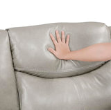 Lexicon L-Shaped Power Reclining Sectional Couch, Faux Leather Reclining Sectional Sofa, 3 Recliners, Wall Hugger, Right Storage Console, Cup Holders, Receptacles, Charging Ports, Silver Gray Lexicon