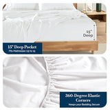 Casa Platino Queen Sheets Set –100% Cotton Queen Sheets with 4 Pillowcases, Lightweight Feel & Secure Fit, Crisp & Breathable Percale Weave with 15" Deep Pocket, Soft and Cozy – Pure White Casa Platino