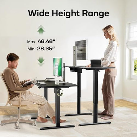 Marsail Electric Standing Desk with One-Piece Desktop,48 x 30 inch Height Adjustable Office Gaming Computer Desk with Deeper Tabletop, Home Office Stand up Desk with 4 Memory Presets, (2 Packages) Marsail