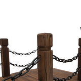 Outsunny 5 ft Wooden Garden Bridge Arc Footbridge with Metal Chain Railings & Solid Fir Construction, Stained Wood Outsunny