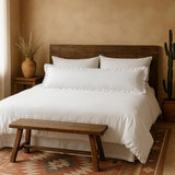 Empire Linen | Ruffled Body Pillowcase | Cotton Satin Weave, Soft & Breathable | Hidden Zipper Closure | Decorative Pillow Sham with Single Layer Ruffles | White Body Pillow Cover (20x48, White) Empire Linens