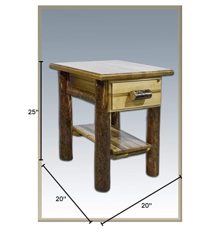 Montana Woodworks Log Nightstand with Drawer - Glacier Country Collection Montana Woodworks