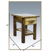 Montana Woodworks Log Nightstand with Drawer - Glacier Country Collection Montana Woodworks
