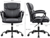 Furmax Mid Back Executive Office Chair Swivel Computer Task Chair with Armrests,Ergonomic Leather-Padded Desk Chair with Lumbar Support Furmax
