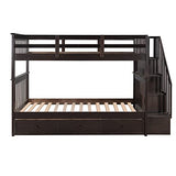 Harper & Bright Designs Twin Over Twin Bunk Bed with Stairs and Drawers, Solid Wood Stairway Bunk Bed with Storage for Kids Teens Adults, Bedroom, Dorm (Espresso) Harper & Bright Designs