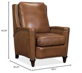 Hooker Furniture RC216-PB-086 RC216-PB Rylea 30" Wide Formal Traditional Aniline Leather Upholstered Manual Push-Back Recliner with Nail Head Trim Hooker Furniture