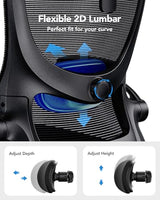 HUANUO Ergonomic Office Chair, High Back Computer Desk Chair with Adjustable Lumbar Support and Headrest, Comfy Gaming Chair with 3D Armrests, Home Office Rolling Chair, Max Load 300 lbs HUANUO