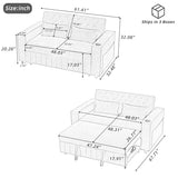 Merax 3 in 1 Convertible Sleeper Sofa Bed with Storage, Futon Couches for Living Room with USB Ports | CupHolder| Reversible Backrest | Pull Out Couch |Small Loveseat,Blue Merax