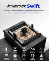 ATOMSTACK Swift Laser Engraver for Beginners, 12000mW Output Laser Cutter, Laser Class 4, 300×300mm Working Area, 0.08mm Accuacy Engraving Machine for Wood, Leather, Coated Metal, Acrylic (Swift 12W) KoveYzao