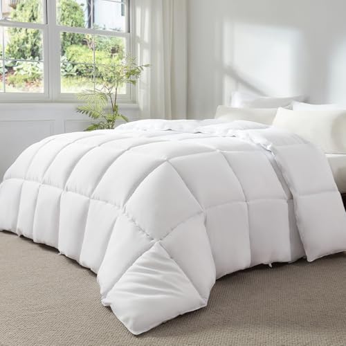STWIENER Oversized King Comforter 120x98, Extra Large Super King, Lightweight Soft Quilted Down-Alternative Duvet Insert, Fluffy Breathable Microfiber with 8 Corner Tabs, All Season Bedding White STWIENER