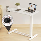 FLEXISPOT Mobile Standing Desk with Wheels Pneumatic Laptop Desk Rolling Computer Cart Movable Height Adjustable Small Sit Stand Desk Computer Workstations Home Use（27.6" W x 15.7" D,White FLEXISPOT