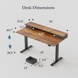 Klicelor 55 Inch Electric Standing Desk with Drawers, Adjustable Height Small Sit Stand Desk for Home Office, Compact Computer Workstation with Storage– Rustic Brown Klicelor