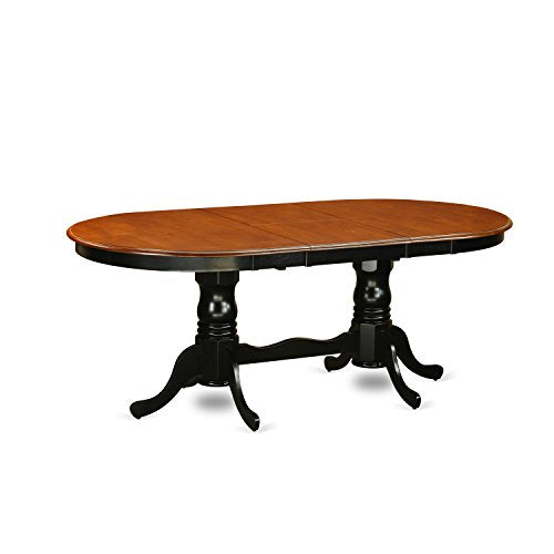 East West Furniture PLAN7-BCH-LC 7 Piece Dining Table Set Consist of an Oval Dining Room Table with Butterfly Leaf and 6 Faux Leather Upholstered Chairs, 42x78 Inch, Black & Cherry East West Furniture