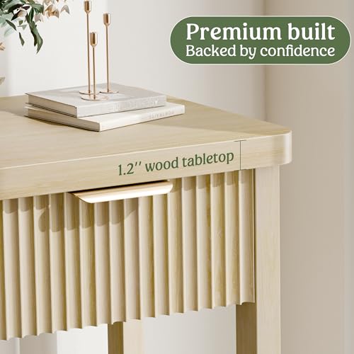 Lulive 51" Fluted Console Table for Entryway, Entryway Table with 3 Wooden Drawers, Farmhouse Behind Sofa Table for Living Room, Hallway, Couch, Foyer Lulive