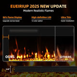 Eueiriup 2025Upgraded 72” Recessed and Wall Mounted Electric Fireplace, Ultra Thin Narrow Beleze Fire Places with Remote Control, Screen Control,Adjustable Flame Colors and Speed Eueiriup