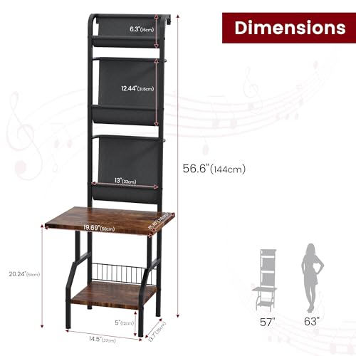 Lutown-Teen Record Player Stand with Vinyl Storage, Record Player Table Holds up to 200 Albums, 5-Tier Turntable Stand for Living Room, Rustic Brown Lutown-Teen