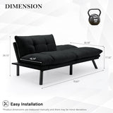 KINFFICT Convertible Futon Sofa Couch Bed, Modern Memory Foam Sleeper Loveseat Sofa with Adjustable Armrests & Backrests, Comfy Love Seat for Living Room, Bedroom, Office, Apartment, Small Space KINFFICT