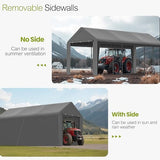 GOJOOASIS 10x20 Carport Heavy Duty Portable Garage Shelter Metal Car Canopy Tent with UV-Resistant & Weatherproof Top Cover for RV & Vehicles (Gray, 10x20 with sidewalls) GOJOOASIS