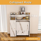 Montary Multifunctional Folding Dining Table with Wall-Mounted Sideboard & Storage for Small Apartments, Movable Kitchen End Table Extendable Dining Table Set for 2-6 People, White Montary