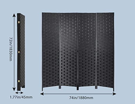 Room Divider 4 Panels Wall Dividers, 6 FT Height Wood Screen Room Screen Divider, 5.5 FT Width Folding Portable Partial Partition Freestanding Panel Screens for Indoor Home Office Bedroom Restaurant MKDLUFEI