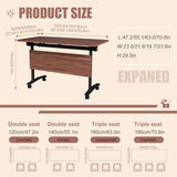 6PCS Modular Conference Table, Folding Conference Room Tables for Office, Mobile Large Foldable Seminar Training Meeting Tables with Wheels for Classroom, Office Computer Desk Walnut (L55.1in) IEDZBEQ