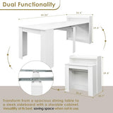 DMAITH 20"-99" White Extendable Dining Table with Storage for 2-10 People, Modern Modular Extension Table, Space-Saving Extra Long Folding Dining Table, Multifunctional Conference Meeting Table DMAITH