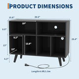 IDEALHOUSE Record Player Stand with Vinyl Storage, 39.5in Large Vinyl Record Holder Player Cabinet Wood Turntable Stand Up to 350 Albums with Charging Station for Living Room, Black IDEALHOUSE