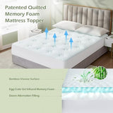 Hansleep Full Size Memory Foam Mattress Pad Topper, Full Foam Mattress Topper Viscose Derived from Bamboo, Full Bed Mattress Pad Cover for Back Pain Relief, 78" x 80", White Hansleep