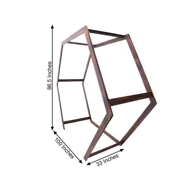 Tableclothsfactory 7FT Rustic Elegant Hexagonal Wooden Backdrop Stand | Heavy Duty Dark Brown Double Sided Wedding Arch Stand Tableclothsfactory